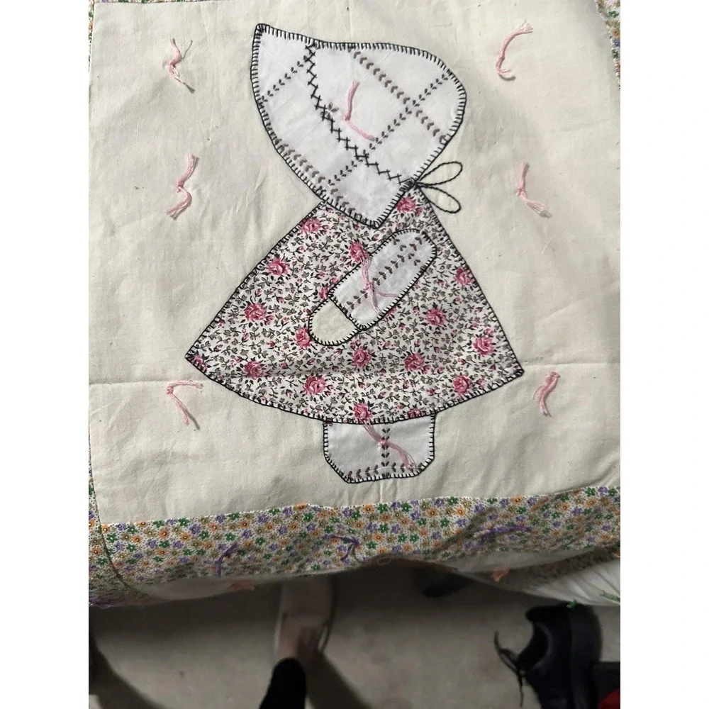 Vintage 1940's Sunbonnet Sue HandMade‎ Quilt Top 8'x4'